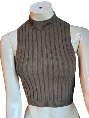 Olive Green Knit Crop Top Size Small Forever 21